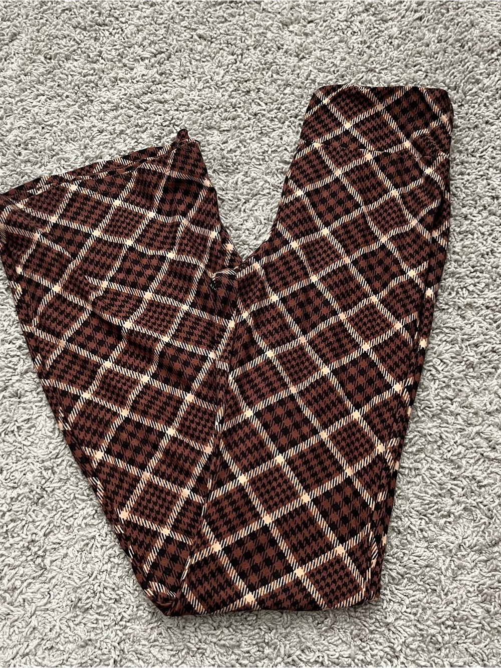 Plaid wide leg leggings